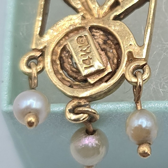 VTG 14K Yellow Gold Seed Pearl Drop Dangle Earrings LO Art Nouveau Revival MCM - Picture 7 of 14